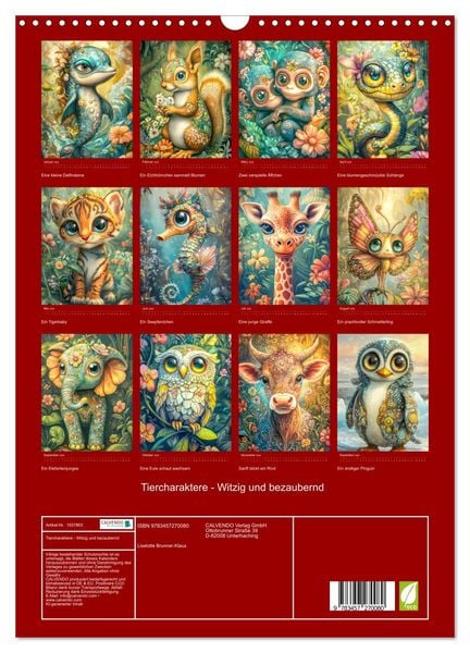Produktbild: Tiercharaktere - Witzig und bezaubernd (Wandkalender 2026 DIN A3 hoch), CALVENDO Monatskalender