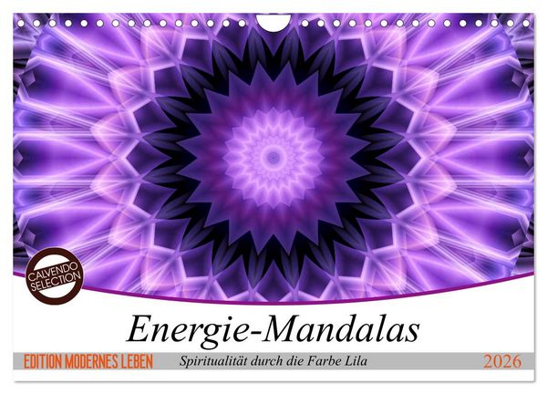 Produktbild: Energie - Mandalas, Spiritualit&auml;t durch die Farbe Lila (Wandkalender 2026 DIN A4 quer), CALVENDO Monatskalender