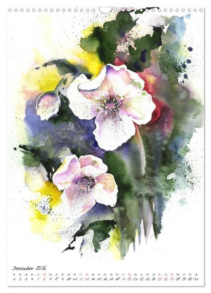 Produktbild: Bl&uuml;tenaquarelle (Wandkalender 2026 DIN A3 hoch), CALVENDO Monatskalender
