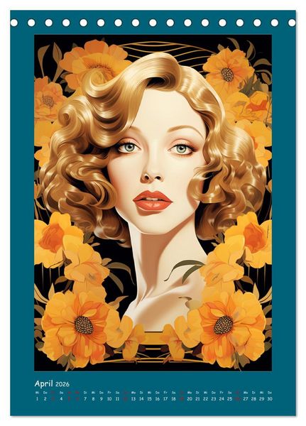 Produktbild: Glanz der Filmdiven. Art Nouveau Paintings im Poster-Stil (Tischkalender 2026 DIN A5 hoch), CALVENDO Monatskalender