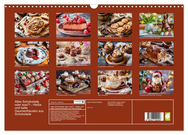 Produktbild: Alles Schokolade oder was?! - Hei&szlig;e und kalte Gaumenfreuden aus Schokolade (Wandkalender 2026 DIN A3 quer), CALVENDO Monatskalender