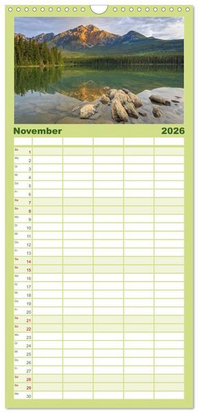 Produktbild: Familienplaner 2026 - KANADA - Rocky Mountains mit 5 Spalten (Wandkalender, 21 x 45 cm) CALVENDO