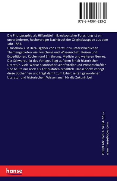 Produktbild: Die Photographie als Hilfsmittel mikroskopischer Forschung