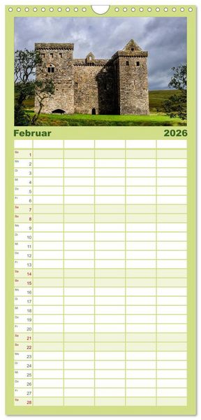 Produktbild: Familienplaner 2026 - Schottlands Castles - Zeugen der Vergangenheit mit 5 Spalten (Wandkalender, 21 x 45 cm) CALVENDO