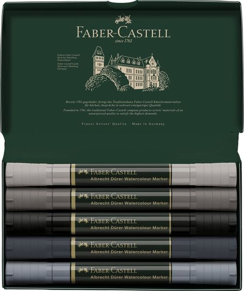Produktbild: Faber-Castell Aquarellmarker Albrecht D&uuml;rer, 5er Set, Graut&ouml;ne