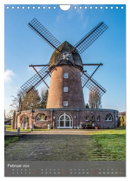 Produktbild: Windm&uuml;hlen mit Fl&uuml;gel am Niederrhein (Wandkalender 2026 DIN A4 hoch), CALVENDO Monatskalender