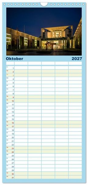 Produktbild: Familienplaner 2027 - Eine Reise durch Berlin bei Nacht mit 5 Spalten (Wandkalender, 21 x 45 cm) CALVENDO