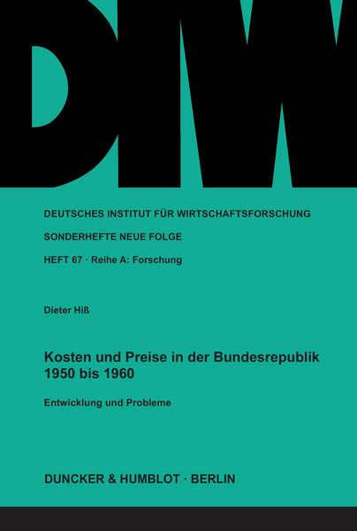 Produktbild: Kosten und Preise in der Bundesrepublik 1950 bis 1960.