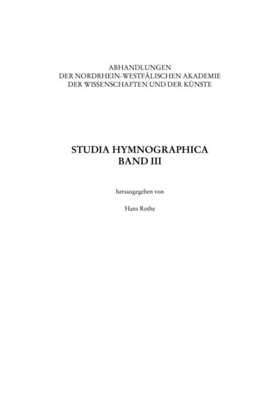 Produktbild: Studia Hymnographica III