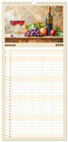 Produktbild: Familienplaner 2026 - Der Weingenie&szlig;er mit 5 Spalten (Wandkalender, 21 x 45 cm) CALVENDO