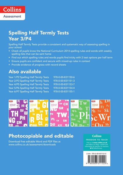 Produktbild: Year 3/P4 Spelling Half Termly Tests