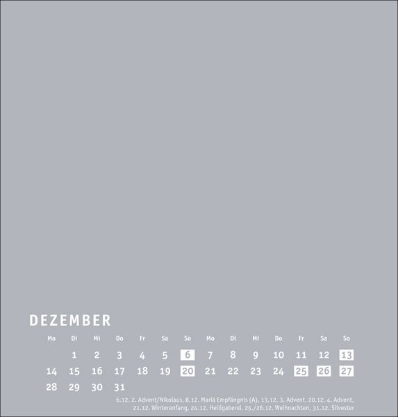 Produktbild: Premium-Bastelkalender silbergrau mittel 2026