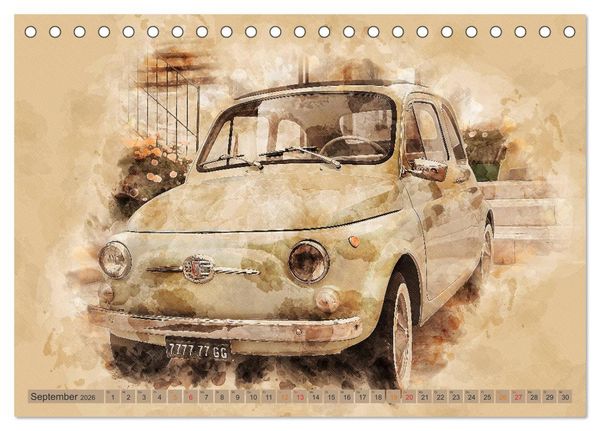 Produktbild: Kult-Autos, Nuova 500 (Tischkalender 2026 DIN A5 quer), CALVENDO Monatskalender