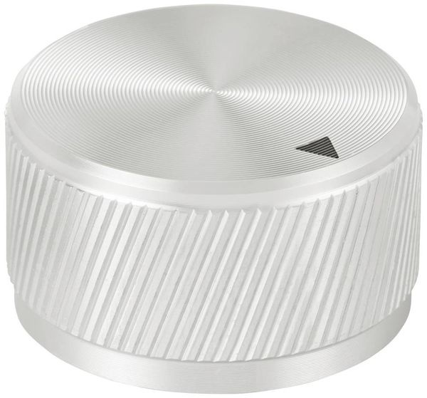 Produktbild: TRU COMPONENTS TC-11613820 Drehknopf mit Knopfmarkierung Silber (&Oslash; x H) 30 mm x 17 mm Aluminium 1 St.