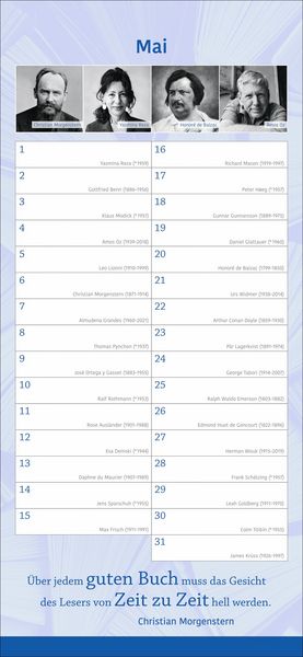 Produktbild: Der literarische Geburtstagskalender - Mit Geburtstagskindern und Zitaten