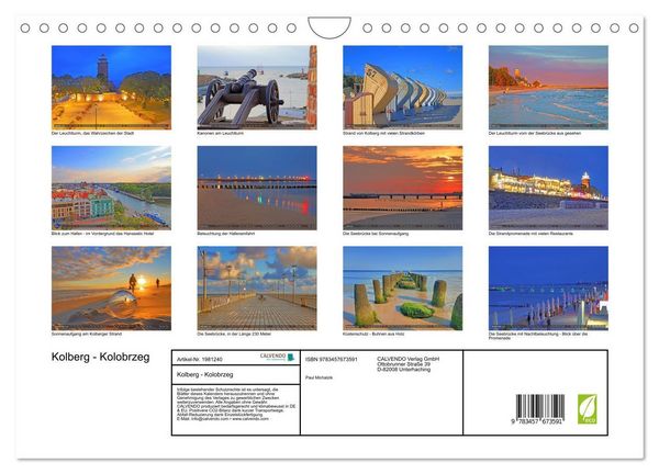 Produktbild: Kolberg - Kolobrzeg (Wandkalender 2026 DIN A4 quer), CALVENDO Monatskalender