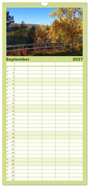 Produktbild: Familienplaner 2027 - Impressionen von Norwegen entlang der Hurtigruten mit 5 Spalten (Wandkalender, 21 x 45 cm) CALVENDO