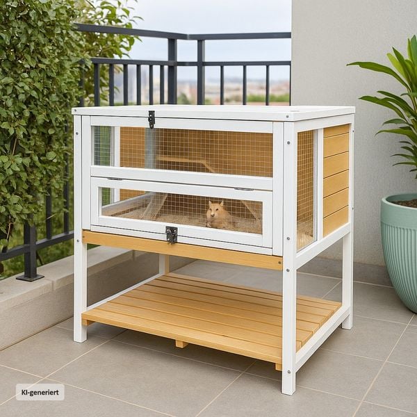 Produktbild: HTI-Living Erh&ouml;hter Kleintierk&auml;fig aus Holz Nagerk&auml;fig f&uuml;r Kaninchen, Meerschweinchen und Co.
