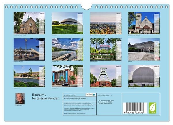 Produktbild: Bochum / Geburtstagskalender (Wandkalender 2026 DIN A4 quer), CALVENDO Monatskalender