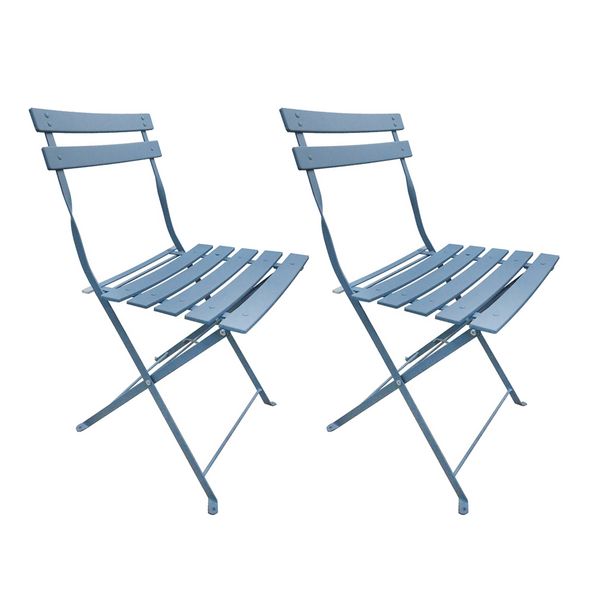 HTI-Living Gartenstuhl 2er-Set Basil Metall Blau Gartenstuhl 2er-Set Basil Metall Blau