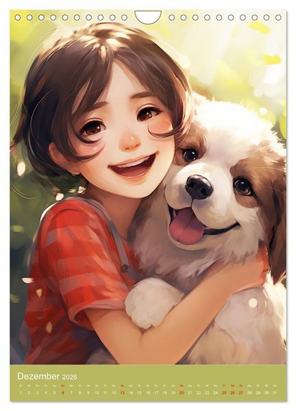 Produktbild: Ein Jahr voller Liebe. Manga-M&auml;dchen und ihre treuen Gef&auml;hrten (Wandkalender 2026 DIN A4 hoch), CALVENDO Monatskalender