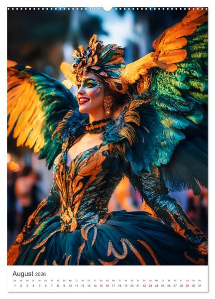 Produktbild: Tanzende Farben - Rio de Janeiro im Takt des Karnevals (hochwertiger Premium Wandkalender 2026 DIN A2 hoch), Kunstdruck in Hochglanz