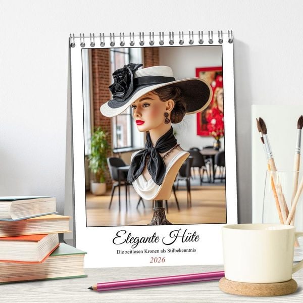 Produktbild: Elegante H&uuml;te. Die zeitlosen Kronen als Stilbekenntnis (Tischkalender 2026 DIN A5 hoch), CALVENDO Monatskalender