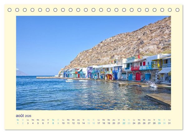 Produktbild: Les &icirc;les mythiques de Gr&egrave;ce - MILOS (Calendrier de bureau 2026 DIN A5 vertical), CALVENDO calendrier mensuel