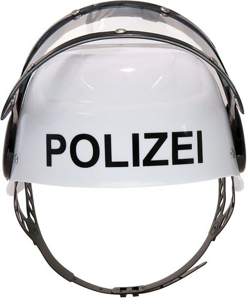 Produktbild: BestSaller 1419 - Kinder-Polizeihelm mit Klappvisier, Kunststoff, wei&szlig;/schwarz, verstellbare Passform f&uuml;r Kopfumfang von 47-55 cm