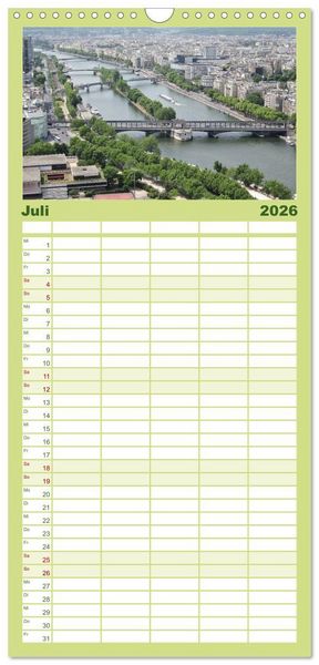 Produktbild: Familienplaner 2026 - Paris mit 5 Spalten (Wandkalender, 21 x 45 cm) CALVENDO