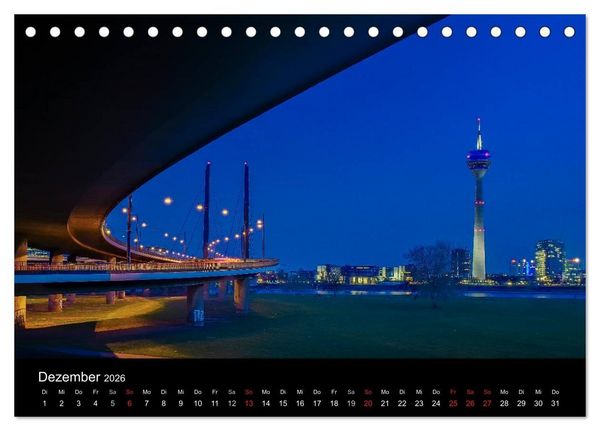 Produktbild: D&uuml;sseldorf - Ansichten am Abend (Tischkalender 2026 DIN A5 quer), CALVENDO Monatskalender
