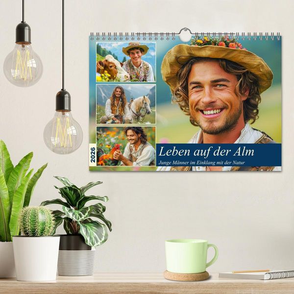 Produktbild: Leben auf der Alm. Junge M&auml;nner im Einklang mit der Natur (Wandkalender 2026 DIN A4 quer), CALVENDO Monatskalender