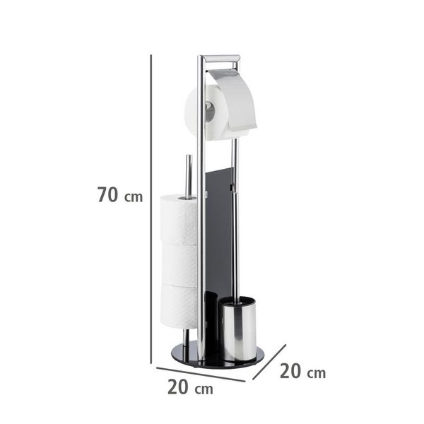 Produktbild: Stand WC-Garnitur Mod. Ravina Edelstahl gl&auml;nzend, mit integriertem Ersatzrollenhalter