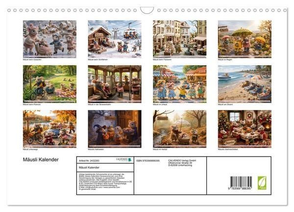 Produktbild: M&auml;usli Kalender (Wandkalender 2027 DIN A3 quer), CALVENDO Monatskalender