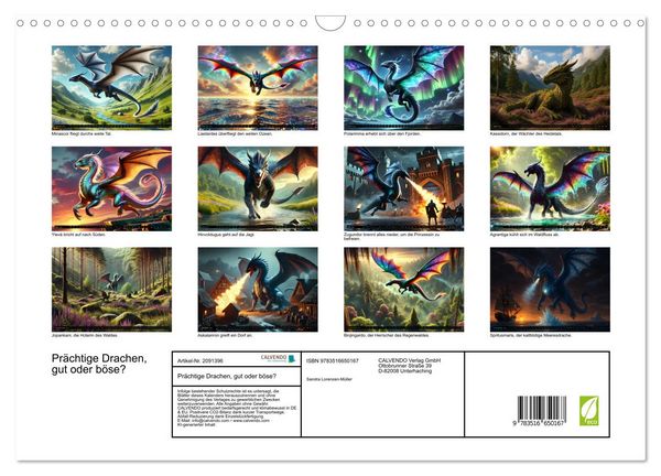 Produktbild: Pr&auml;chtige Drachen, gut oder b&ouml;se? (Wandkalender 2026 DIN A3 quer), CALVENDO Monatskalender