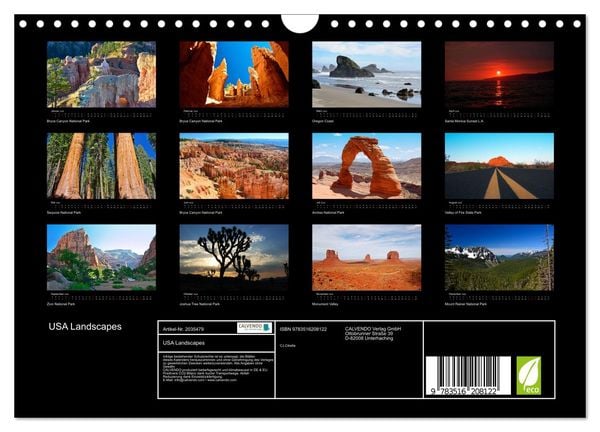 Produktbild: USA Landscapes (Wandkalender 2026 DIN A4 quer), CALVENDO Monatskalender
