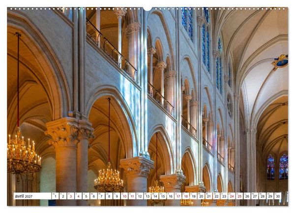 Produktbild: Les cath&eacute;drales fran&ccedil;aises &ndash; Des chefs-d'&oelig;uvre de l&rsquo;architecture gothique (Calendrier mural haut de gamme 2027 DIN A2 vertical), CALVENDO calendrier mensuel
