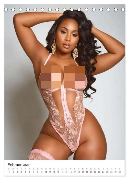 Produktbild: Busty Black - Vollbusige, exotische Frauen (Tischkalender 2026 DIN A5 hoch), CALVENDO Monatskalender