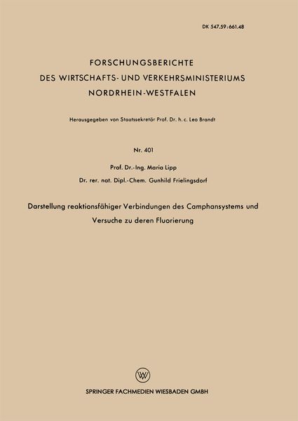 Produktbild: Darstellung reaktionsf&auml;higer Verbindungen des Camphansystems und Versuche zu deren Fluorierung