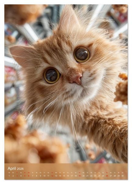 Produktbild: Katzen im Weltall - lustiger Katzenkalender f&uuml;r Kinder, Familien und Katzenliebhaber (Wandkalender 2026 DIN A2 hoch), CALVENDO Monatskalender