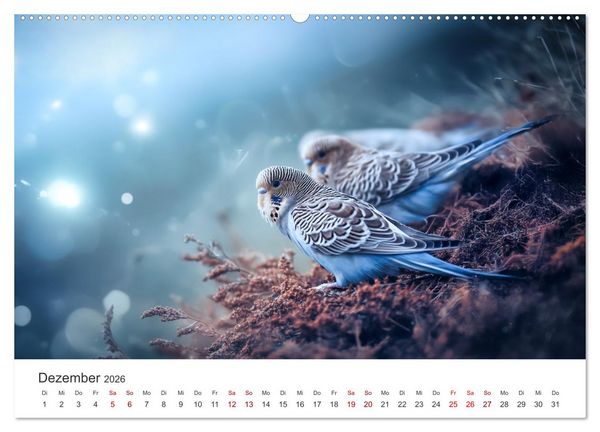 Produktbild: Zwitscherzeit - Ein Kalender voller Wellensittiche (hochwertiger Premium Wandkalender 2026 DIN A2 quer), Kunstdruck in Hochglanz