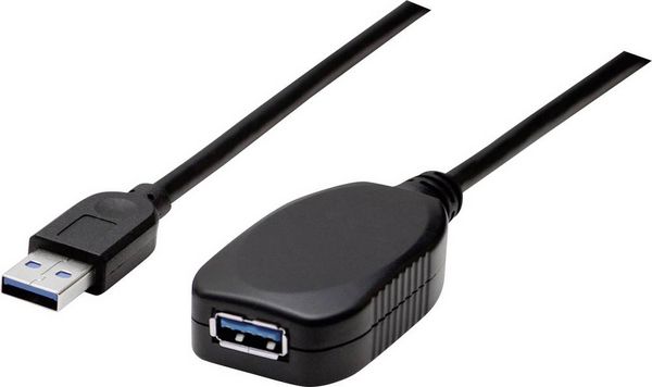 Produktbild: Manhattan USB-Kabel USB 3.2 Gen1 USB-A Stecker, USB-A Buchse 5.00m Schwarz 150712