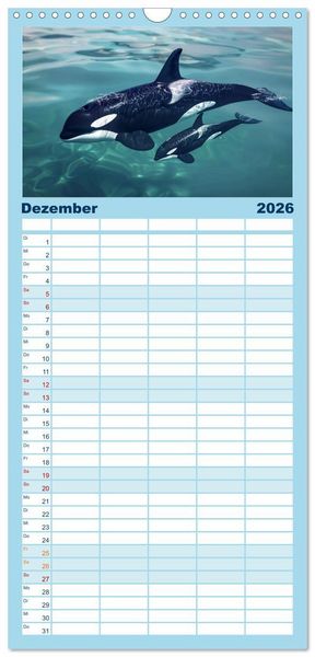 Produktbild: Familienplaner 2026 - Tierkinder des Nordens mit 5 Spalten (Wandkalender, 21 x 45 cm) CALVENDO