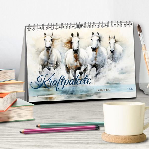 Produktbild: Kraftpakete in Aquarell (Tischkalender 2026 DIN A5 quer), CALVENDO Monatskalender