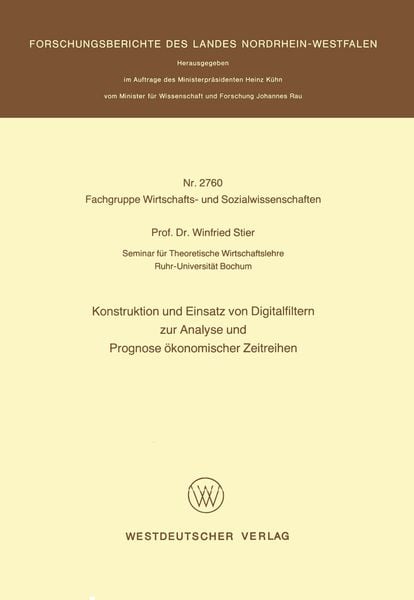 Produktbild: Konstruktion und Einsatz von Digitalfiltern zur Analyse und Prognose &ouml;konomischer Zeitreihen