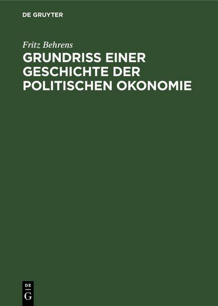 Produktbild: Grundriss einer Geschichte der politischen Okonomie