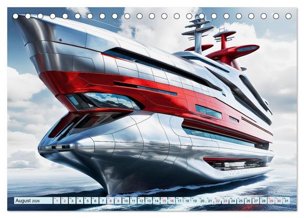 Produktbild: Wogen der Zukunft - Futuristische Jachten (Tischkalender 2026 DIN A5 quer), CALVENDO Monatskalender