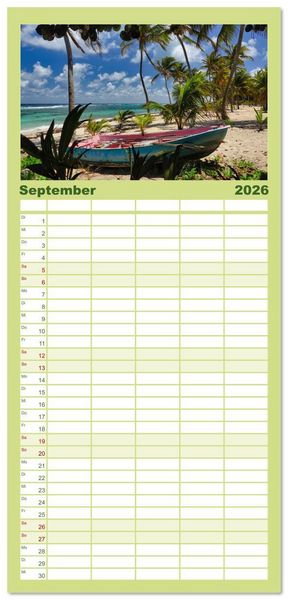 Produktbild: Familienplaner 2026 - Guadeloupe - Karibische Traumstr&auml;nde mit 5 Spalten (Wandkalender, 21 x 45 cm) CALVENDO
