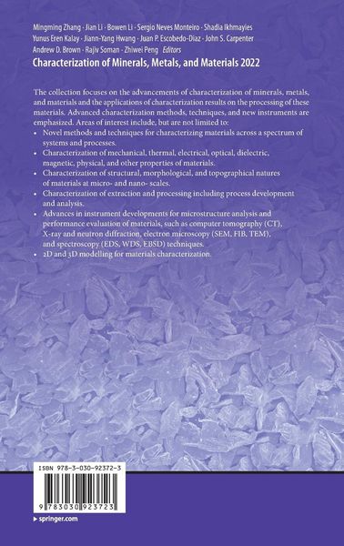 Produktbild: Characterization of Minerals, Metals, and Materials 2022