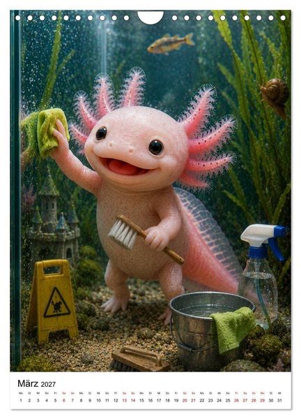 Produktbild: Axolotl durchs ganze Jahr (Wandkalender 2027 DIN A4 hoch), CALVENDO Monatskalender